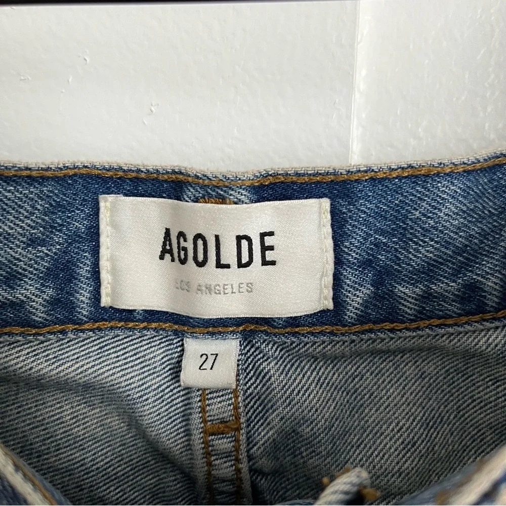 Agolde Riley Crop Distressed Hem Straight Jeans